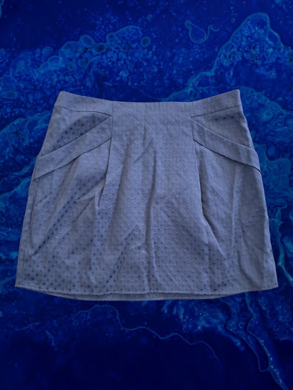 Forever 21 Contemporary Navy Swiss Dot Pleated Mini Skirt Size Medium